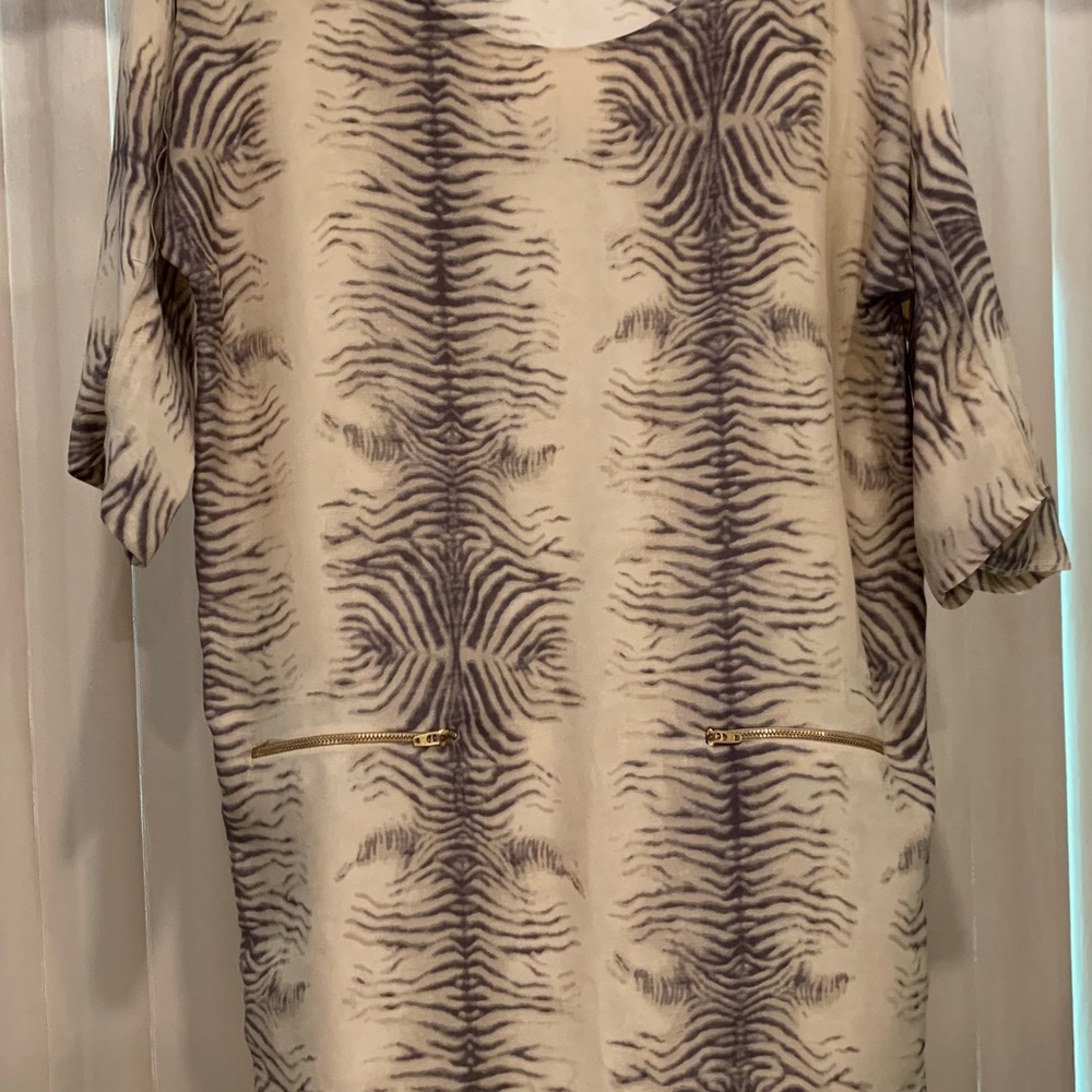 Zara Beige and Brown Patterned Dress